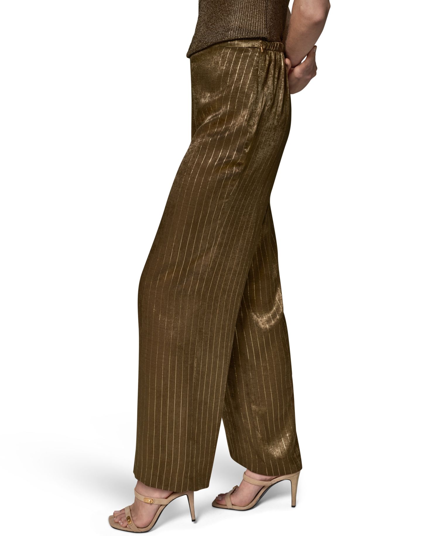 Women's Pinstripe Satin Pull-On Pants