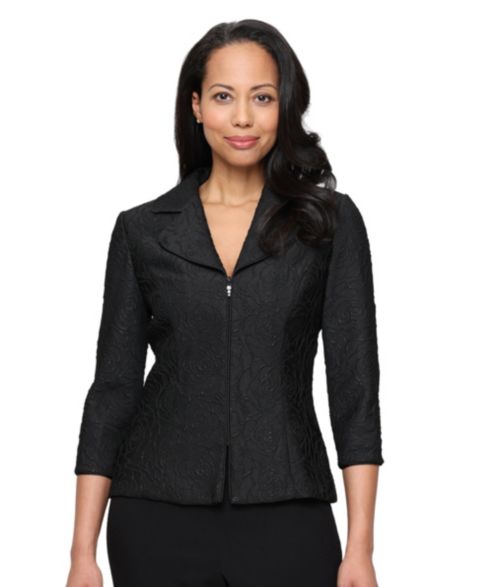 Женская куртка Alex Evenings Textured Jacquard Zip, цвет: Чёрный