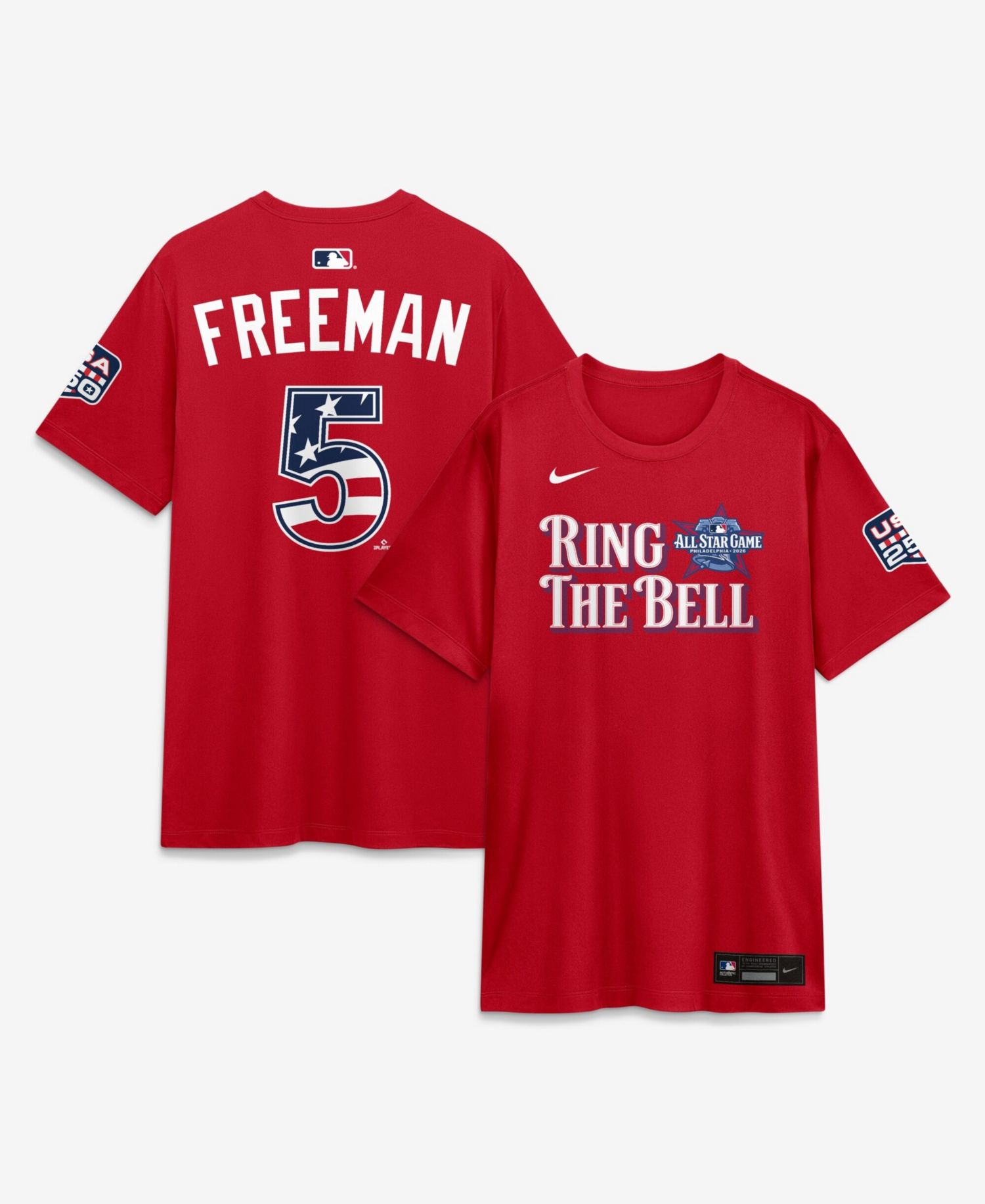 Men's 2026 All-Star Game National League Freddie Freeman Red Name & Number T-Shirt