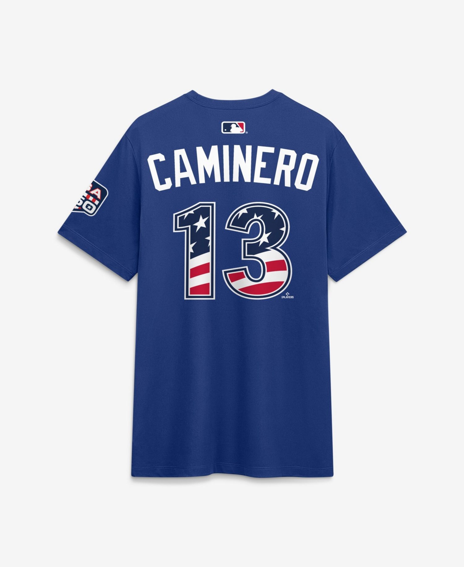 Men's 2026 All-Star Game American League Junior Caminero Rush Blue Name & Number T-Shirt
