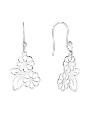 Laser Cut Double Flower Drop Earrings