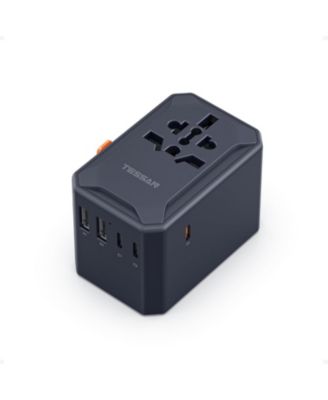 Universal Travel Adapter, GaN 65W International Power Adapter with 5 USB Ports (3 USB C), Worldwide Plug Adaptor for US to Europe UK France
