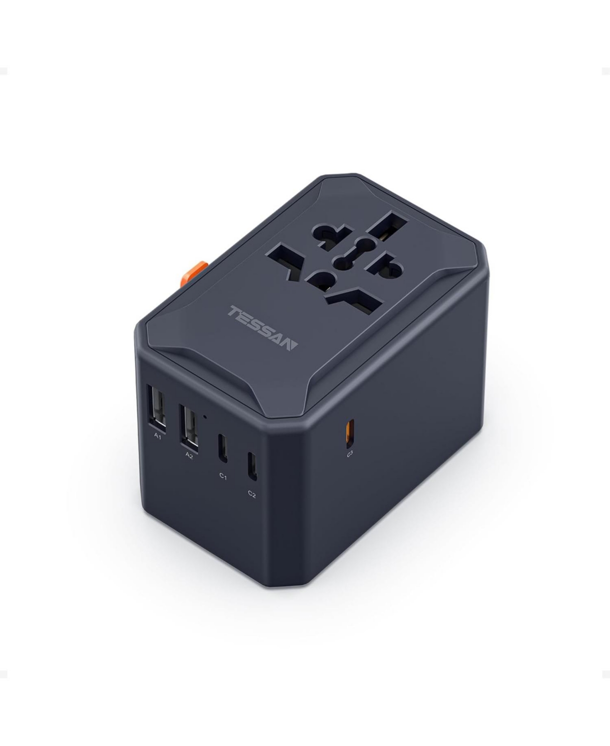 Tessan Universal Travel Adapter, GaN 65W International Power Adapter with 5 Usb Ports (3 Usb C), Worldwide Plug Adaptor for Us to Europe Uk France