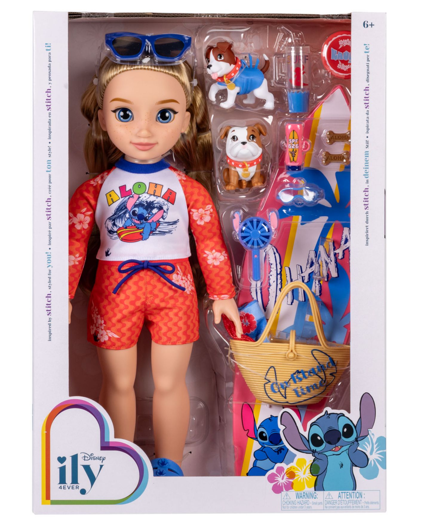 Детская кукла Disney Princess Lilo & Stitch-Inspired 18" Beach Fashion Doll with Two Puppies — фото 4