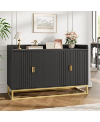 47.2 Inch Fluted Sideboard with Storage Cabinet, Modern Kitchen Sideboard with Adjustable Shelves