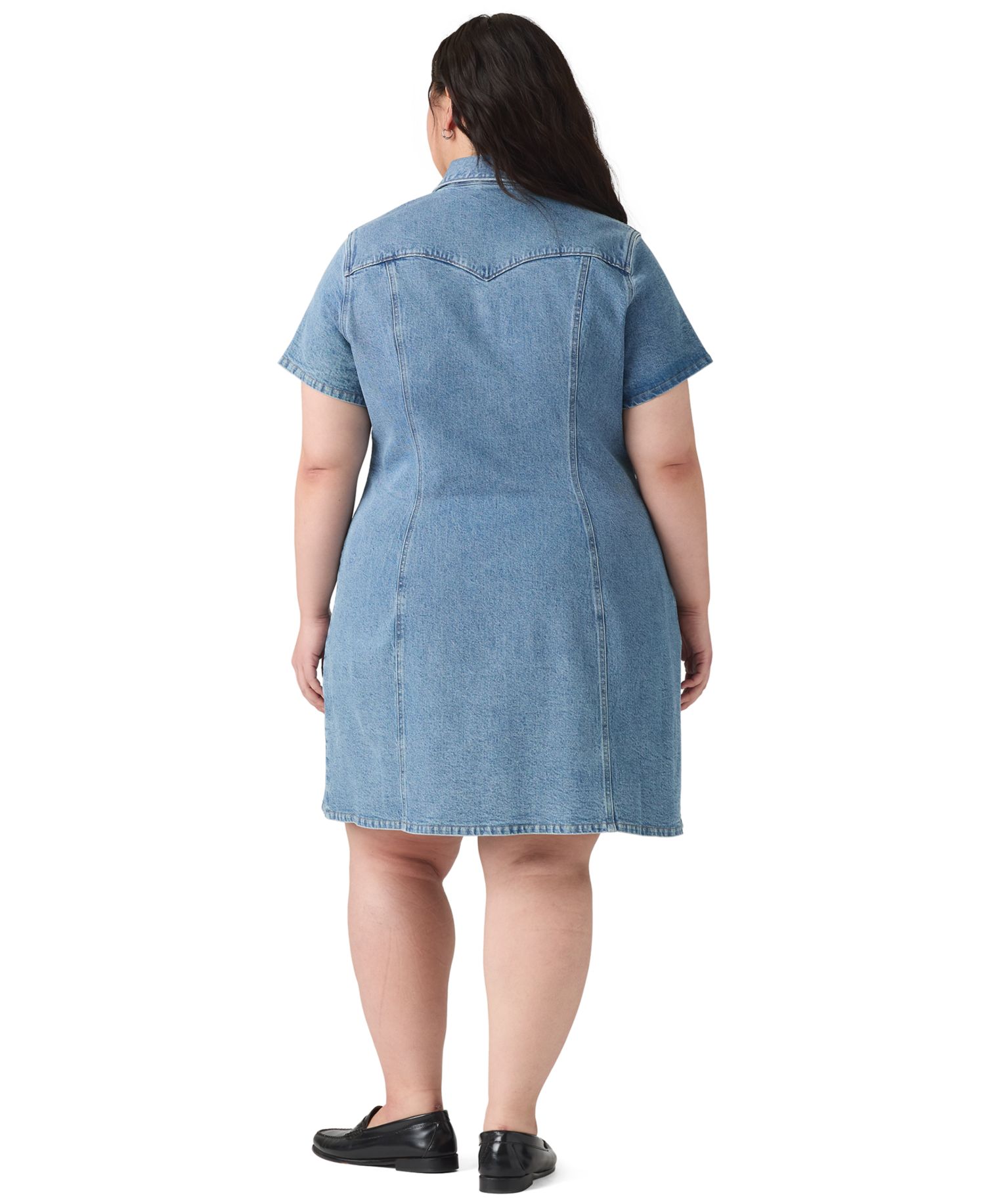 Plus Size Trace Western Short-Sleeve Collared Dress
