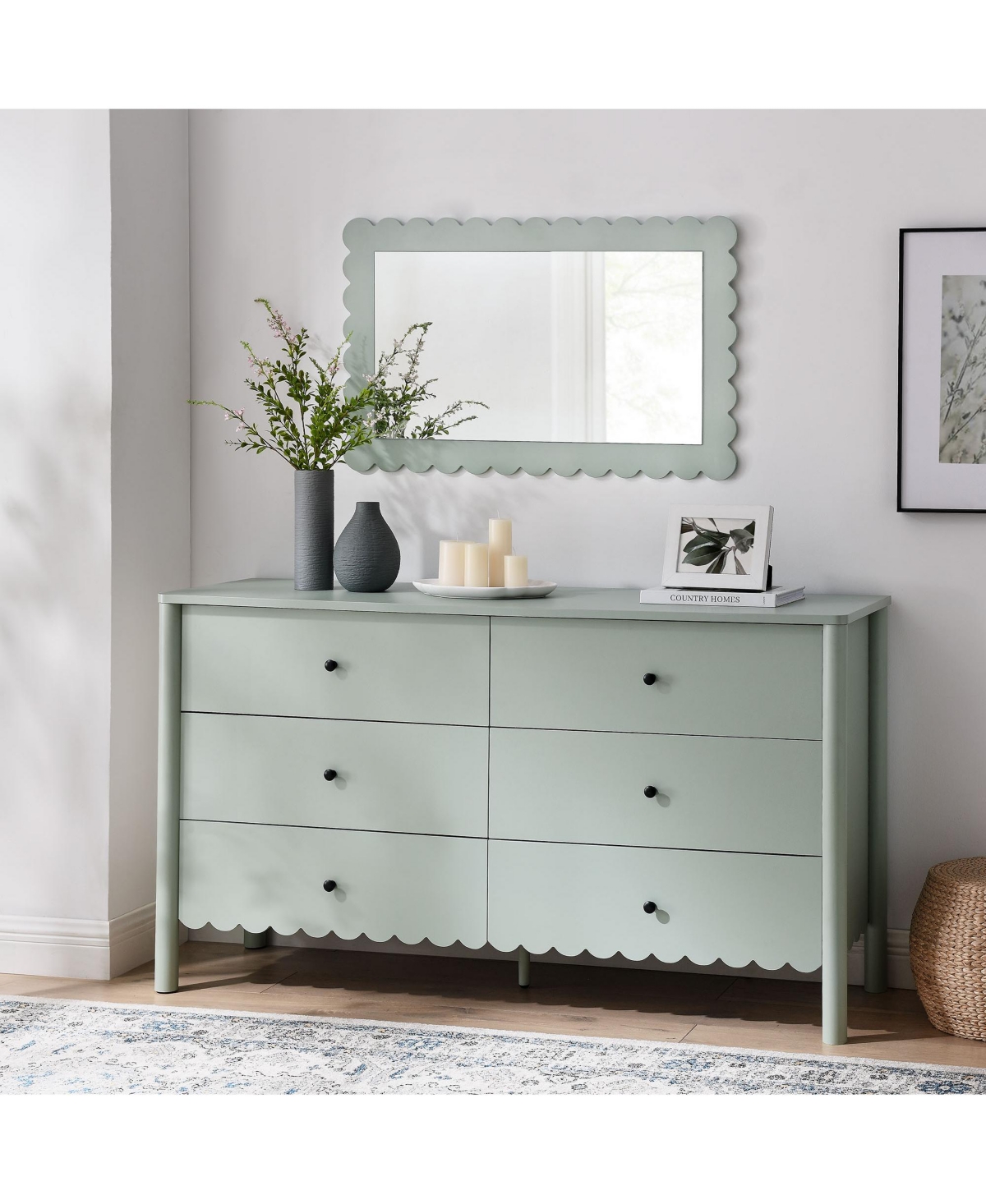 Modway Emmeline Scalloped 6-Drawer Dresser