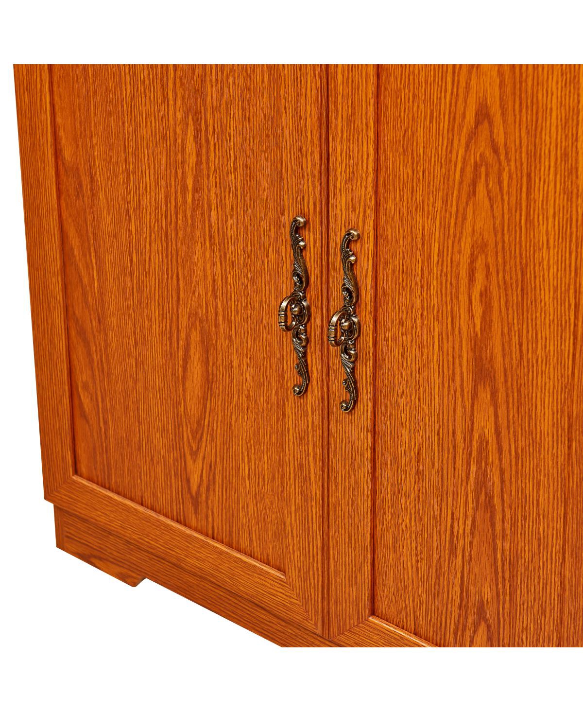 Streamdale Furniture 70.86" Tall 5-Tier Corner Storage Cabinet with Glass Doors and Mirrored Back