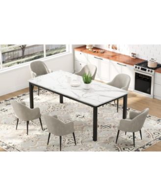 70.8" Industrial Dining Table for 6-8 with Metal Legs & Load Bars