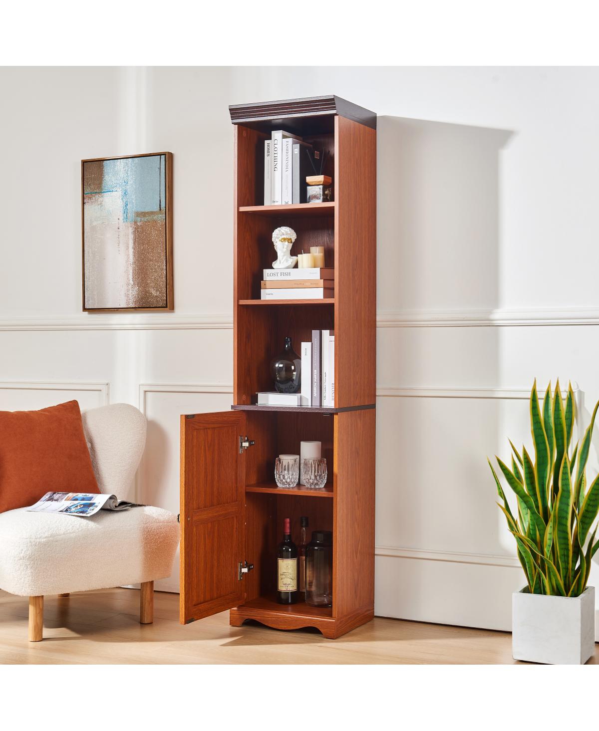 Streamdale Furniture 70.86" Tall Free-Standing 5-Shelf Wood Storage Cabinet and Bookcase