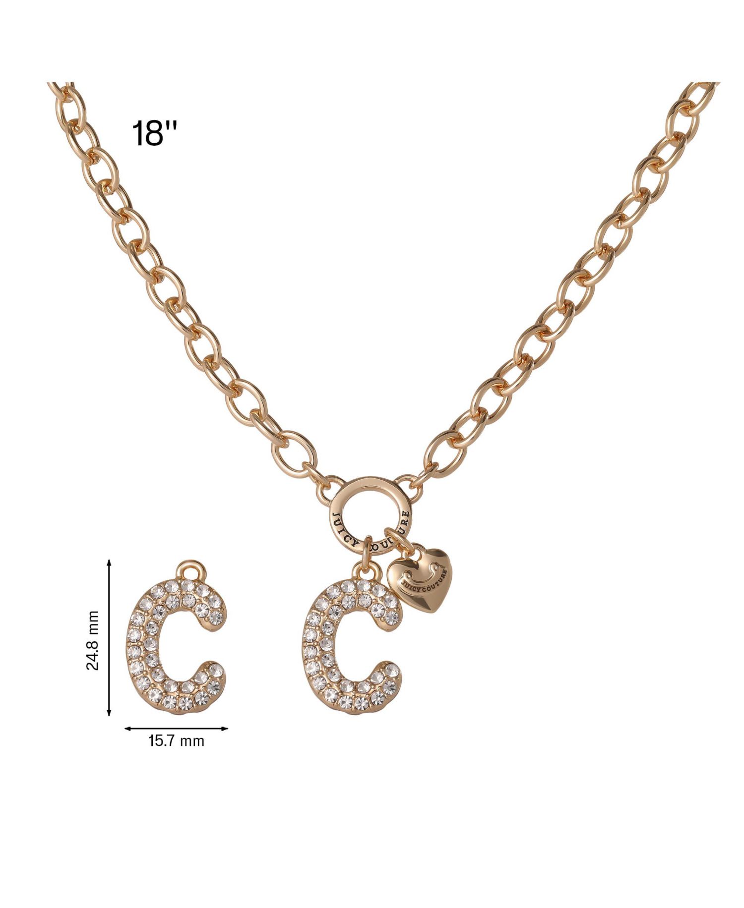 Bubble Letter Necklace for Women with Clear Stones 18"+2", Chunky Initial Necklace