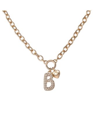 Bubble Letter Necklace for Women with Clear Stones 18"+2", Chunky Initial Necklace