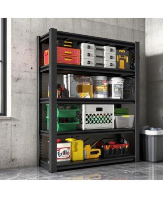 72"H 5-Tier Heavy-Duty Adjustable Shelving Unit with Pegboard