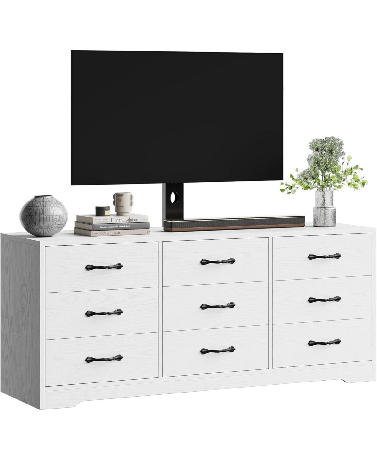 gaomon Modern Tv Stand with Mount, 55 Inch Entertainment Center with 9 Drawers, Adjustable Height Media Console for TVs Up to 85 Inch