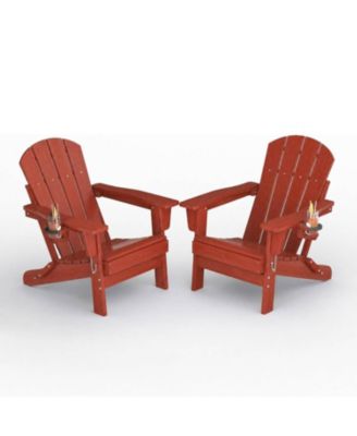 HDPE Outdoor Patio Chair, Folding Adirondack Chair Set of 2 for patios, Decks, Gardens, fire Pit