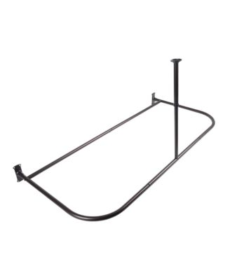D-Shaped Shower Rod with Ceiling Support, 28-68" Non-Adjustable and Stable