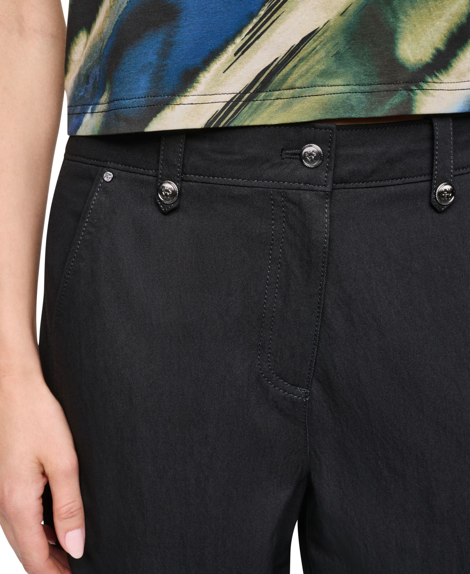 Women's Barrel-Leg Sanded Twill Mid-Rise Pants