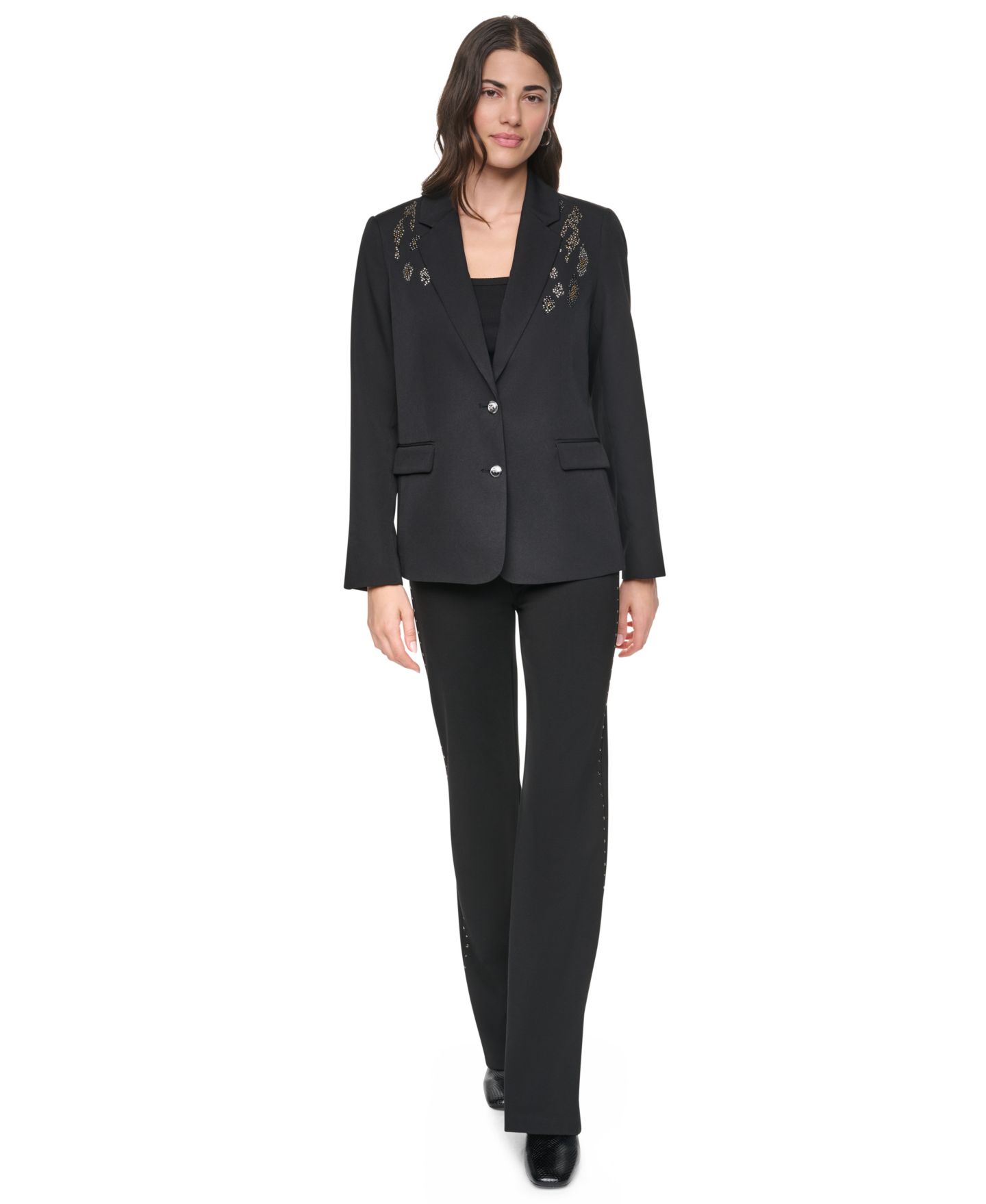 Женская куртка DKNY Collared & Two-Button, цвет: Чёрный — фото 2