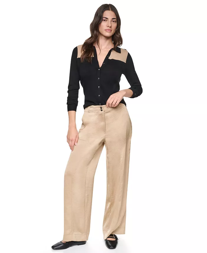 Women's Wide-Leg Double-Button Front Glazed Pants - thumbnail 10