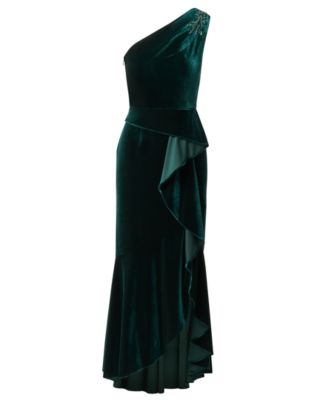 Green Embellished/Sequin Petite Velvet Dresses