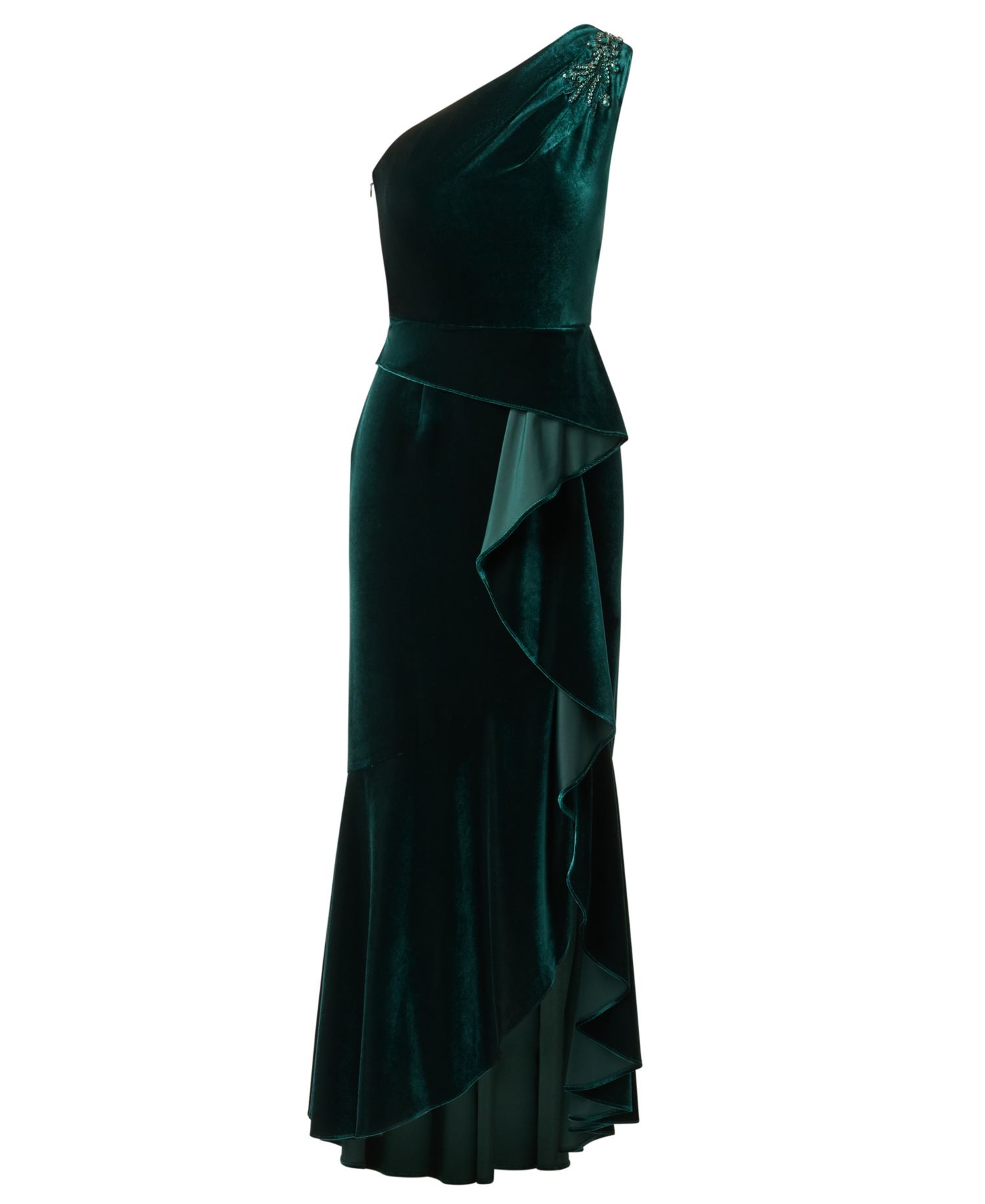 Petite One-Shoulder Velvet Dress