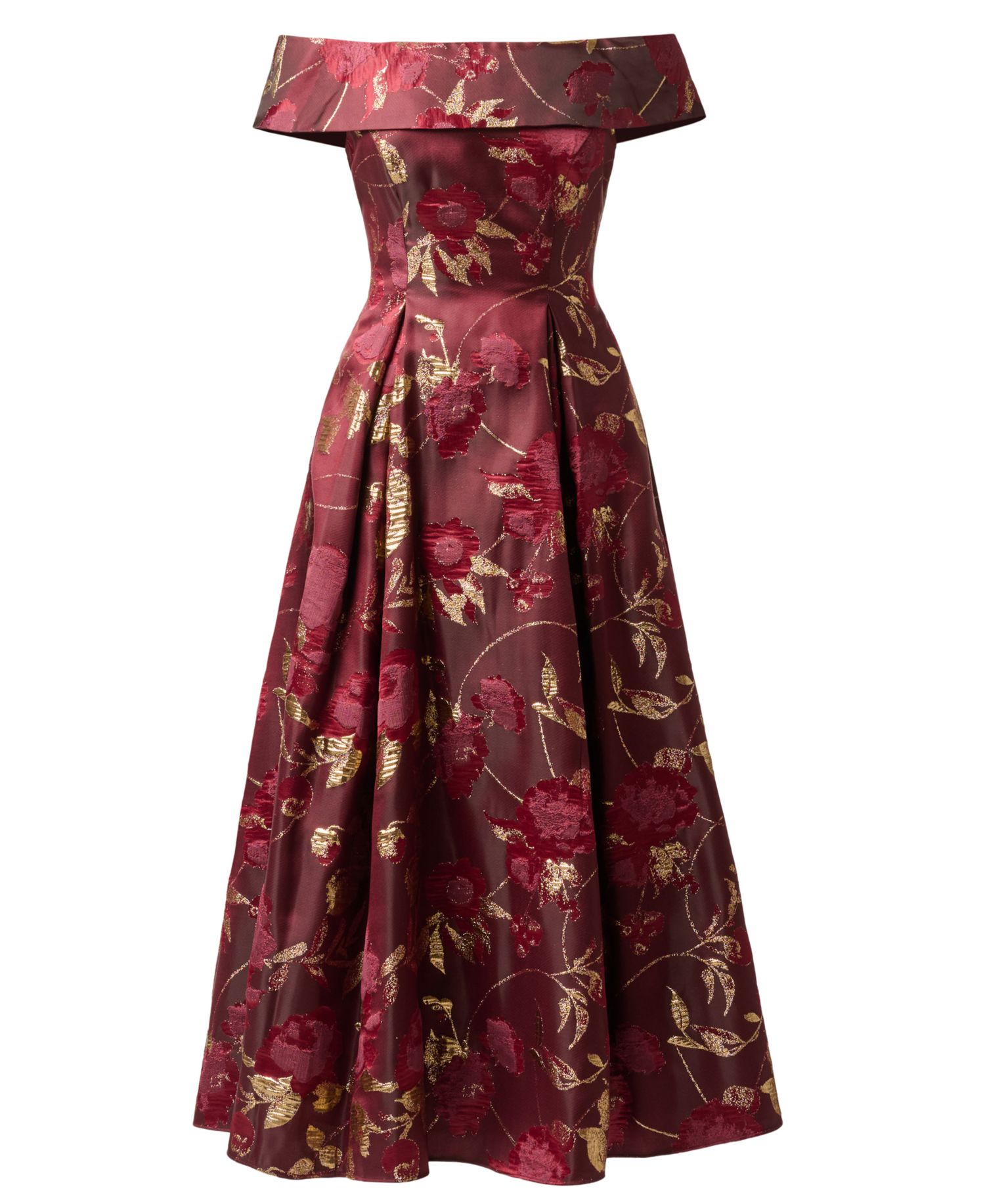 Petite Printed Off-The-Shoulder Midi Dress