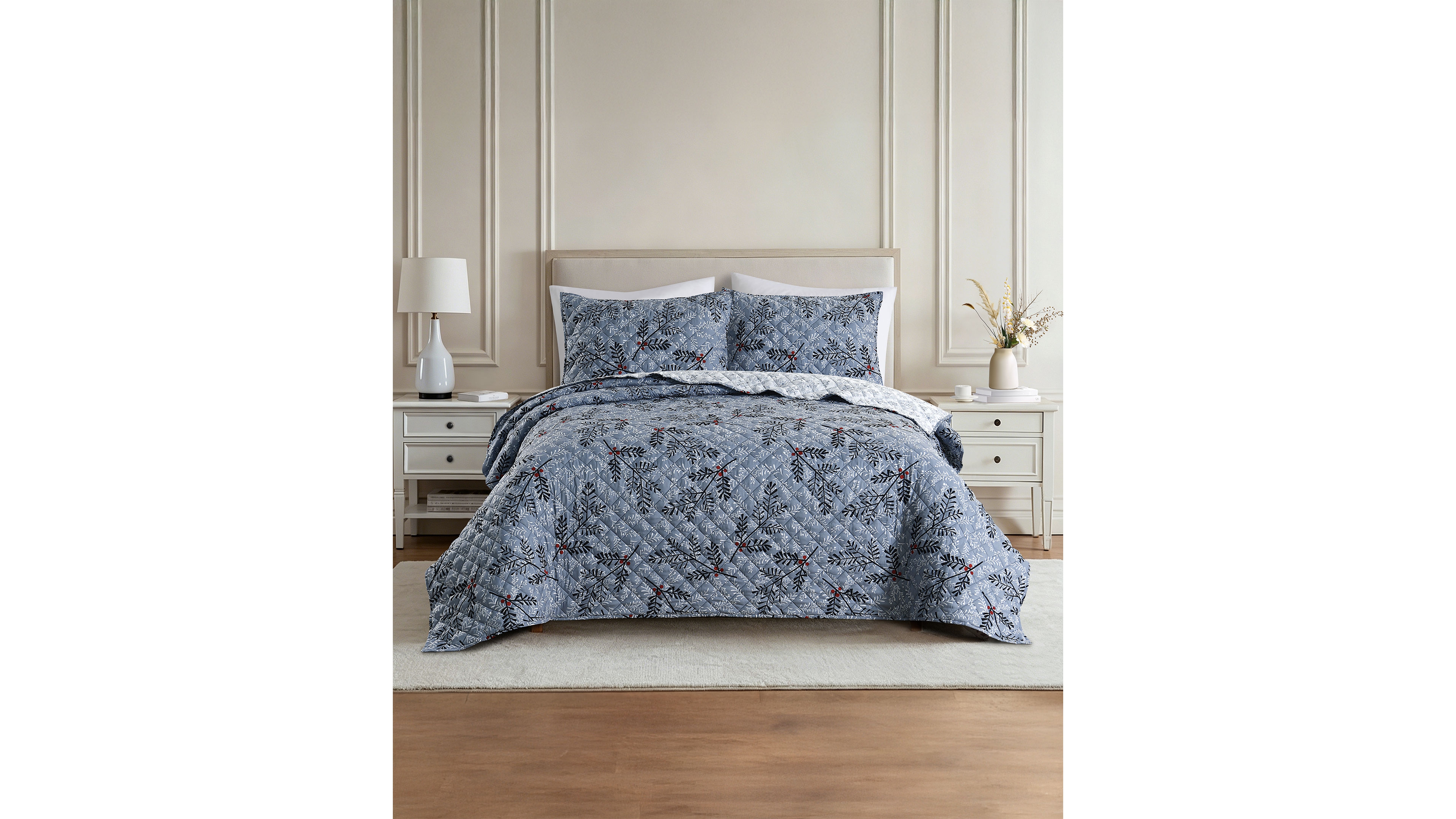 Lenox Festive Botanical 3-Piece Quilt Set, King