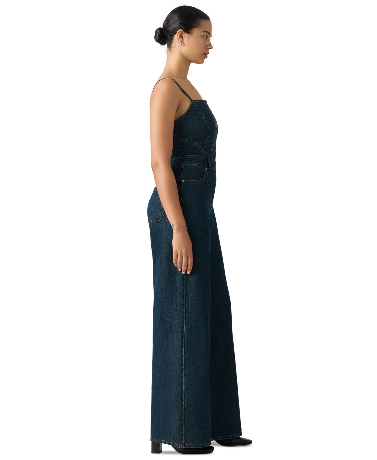 Premium Women's Seamed Wide-Leg Denim Jumpsuit