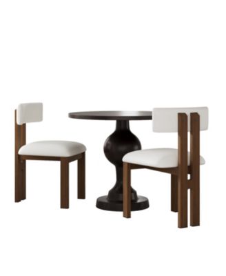 3-Piece Round Dining Set, Upholstered Chairs with Metal Legs, Modern Kitchen Table for 2