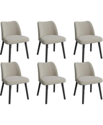 Dining Chairs Set of 6, Upholstered Velvet Chairs with Curved Back, Metal Legs, Kitchen and Dining Room