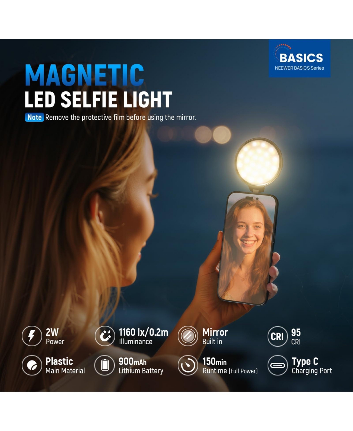 Neewer NL48R Led Video Light with 900mAh, CRI95 for select iPhone models