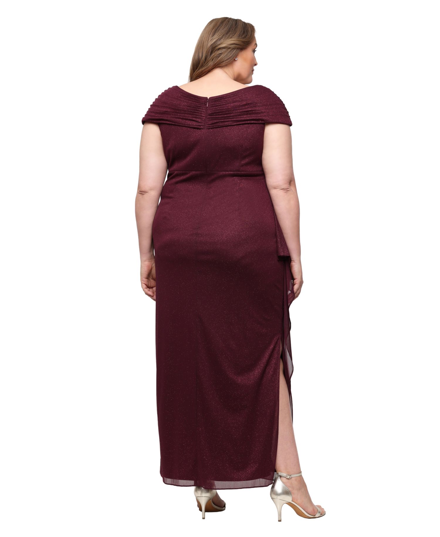 Petite Glittered Ruched Gown