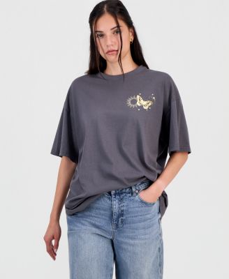 Juniors' Cotton Butterfly Graphic T-Shirt