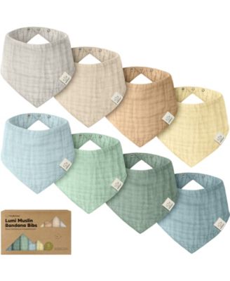 8pk Lumi Muslin Baby Bibs, Bandana Bibs for Baby Boy, Baby Girl, Muslin Drool Bib for Newborn, Toddler
