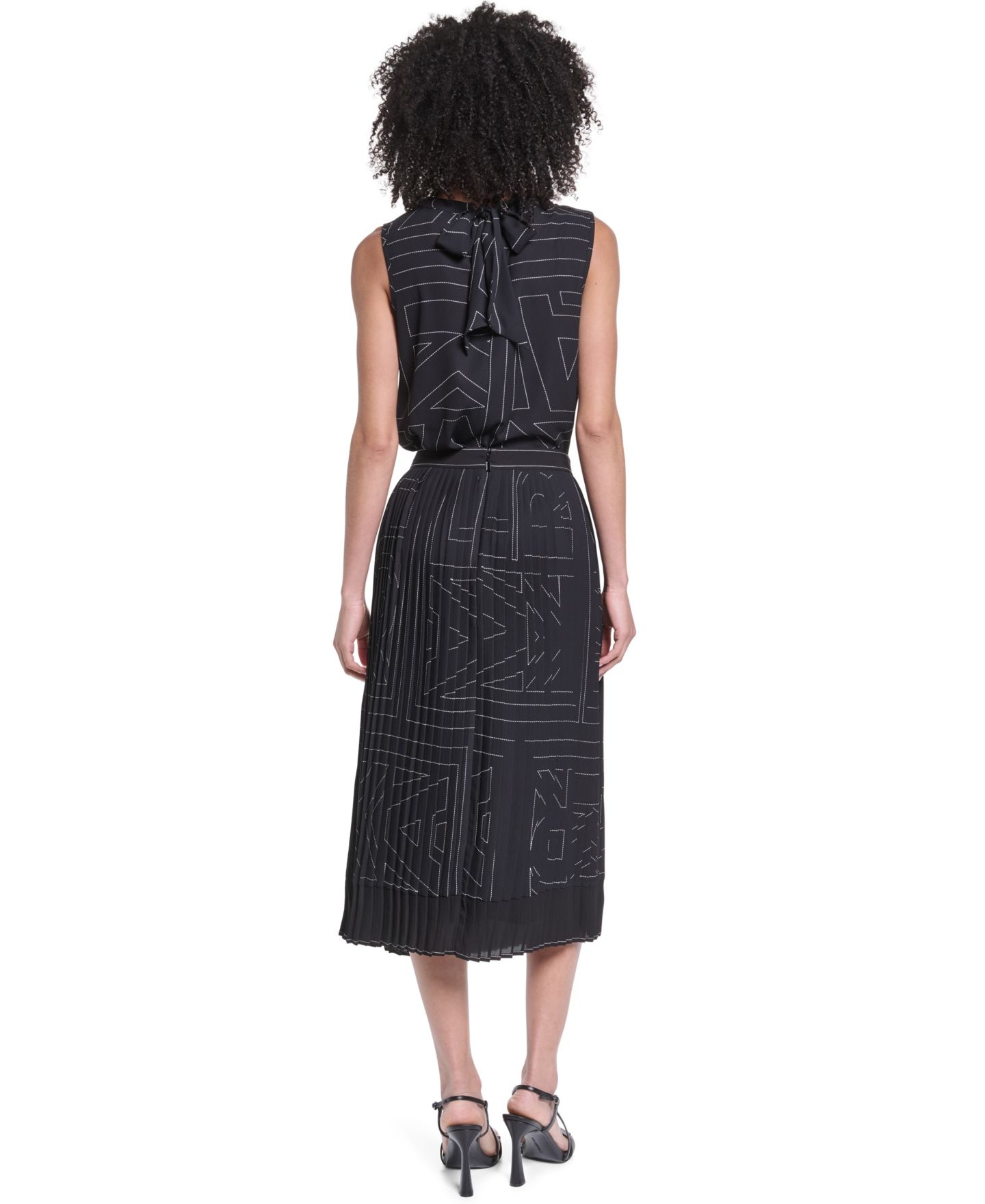 Женская юбка KARL LAGERFELD PARIS Pleated Midi, цвет: Чёрный / Мягкий белый — фото 7