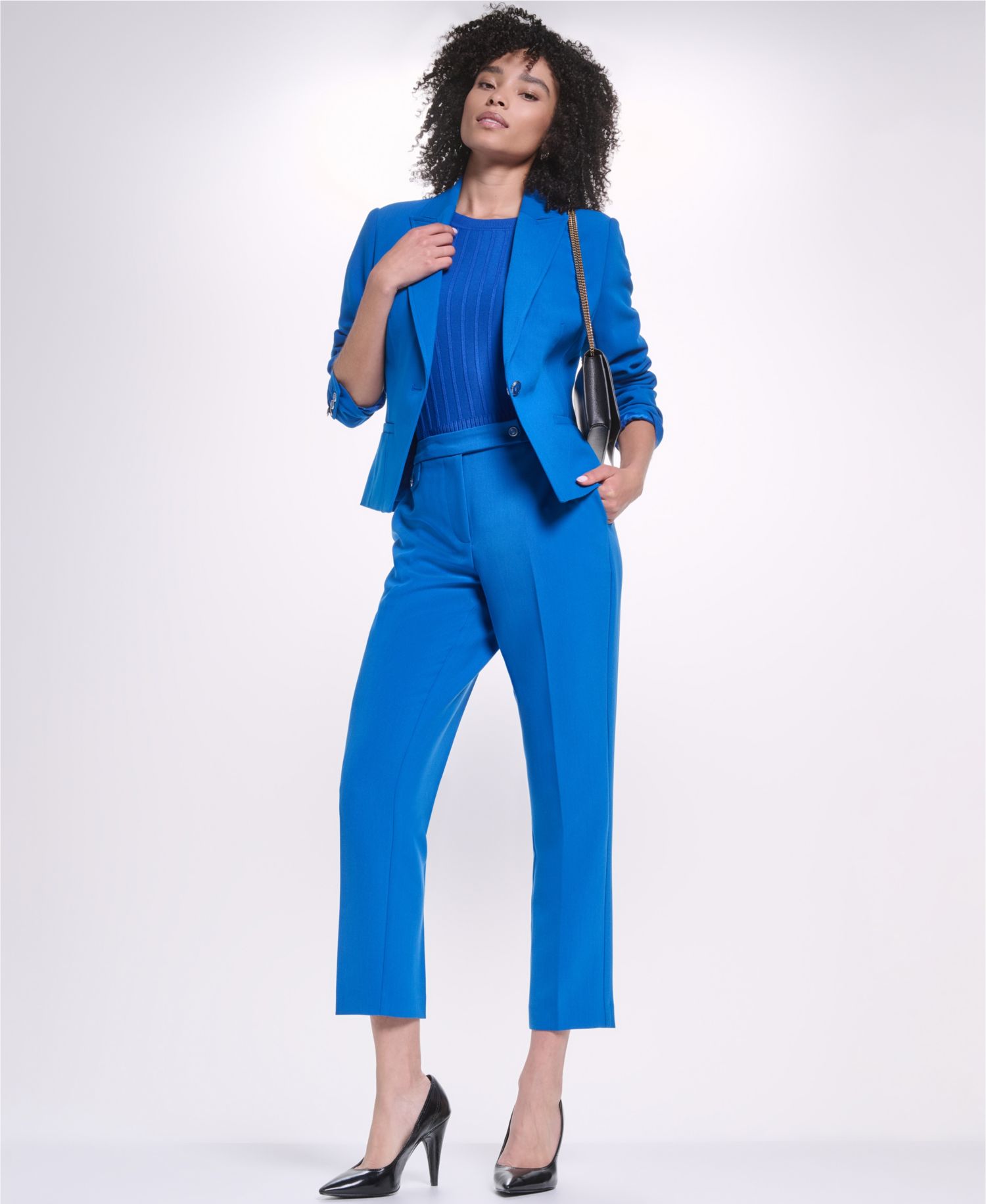 Women's V-Neck Cropped Tailored Blazer