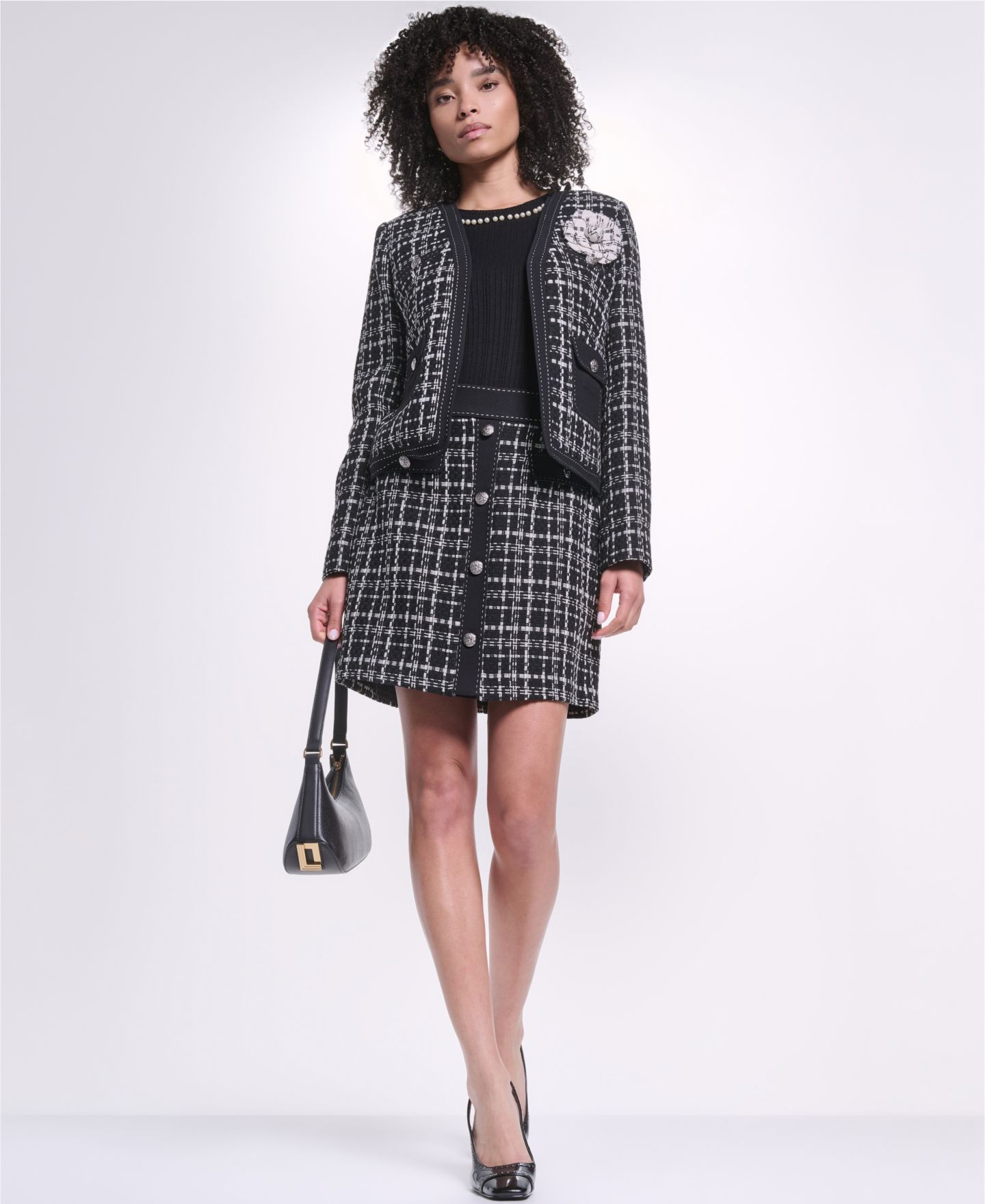 Женская куртка KARL LAGERFELD PARIS Cropped Open-Front, цвет: Чёрный — фото 10