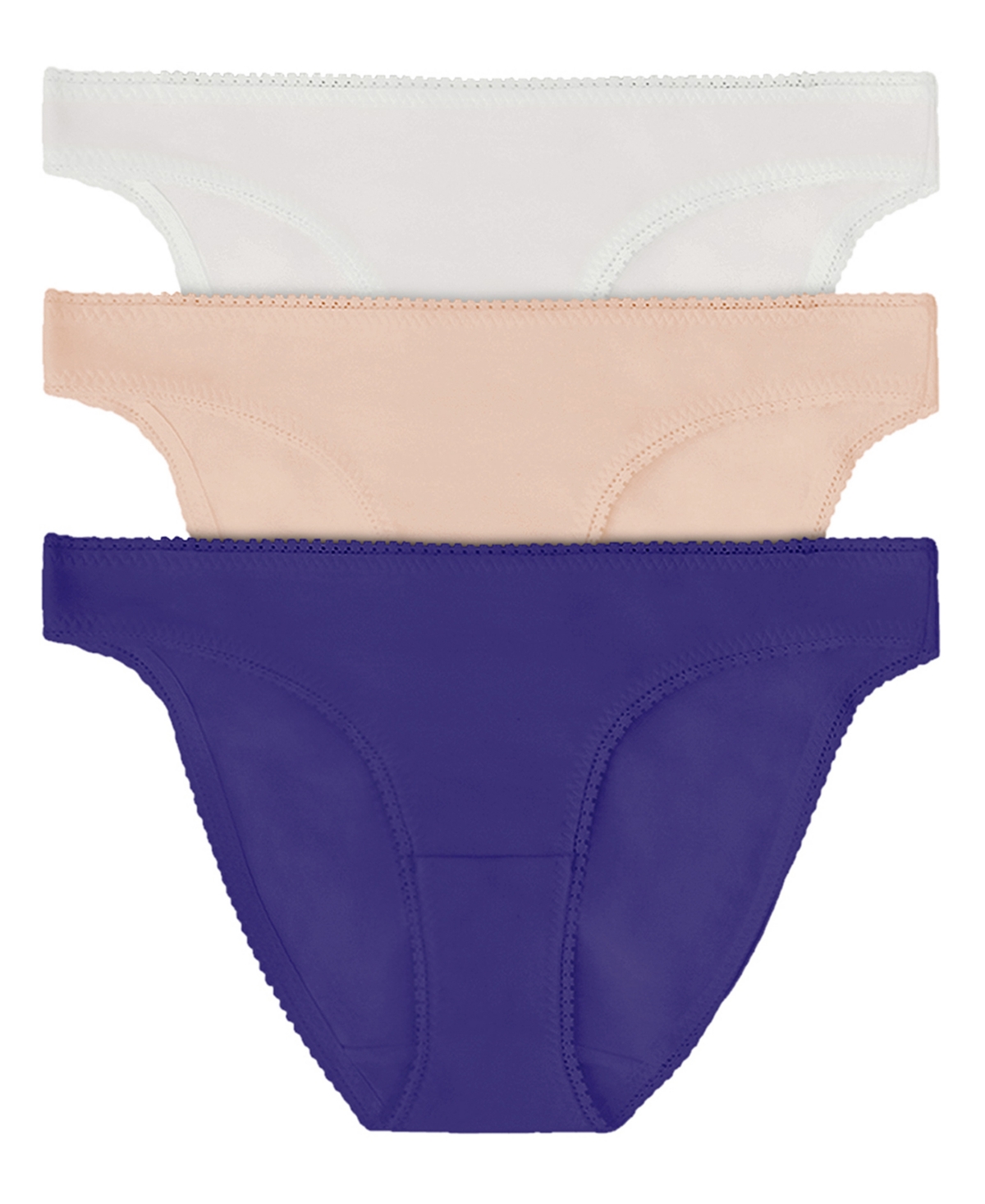 On Gossamer Women's Cotton Hip Bikini Panty, Pack of 3 1402P3 - White/champagne/deep Wisteria