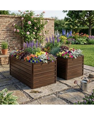 2-Pack 74.6" Metal Raised Garden Bed Kit with Reinforcing Rods