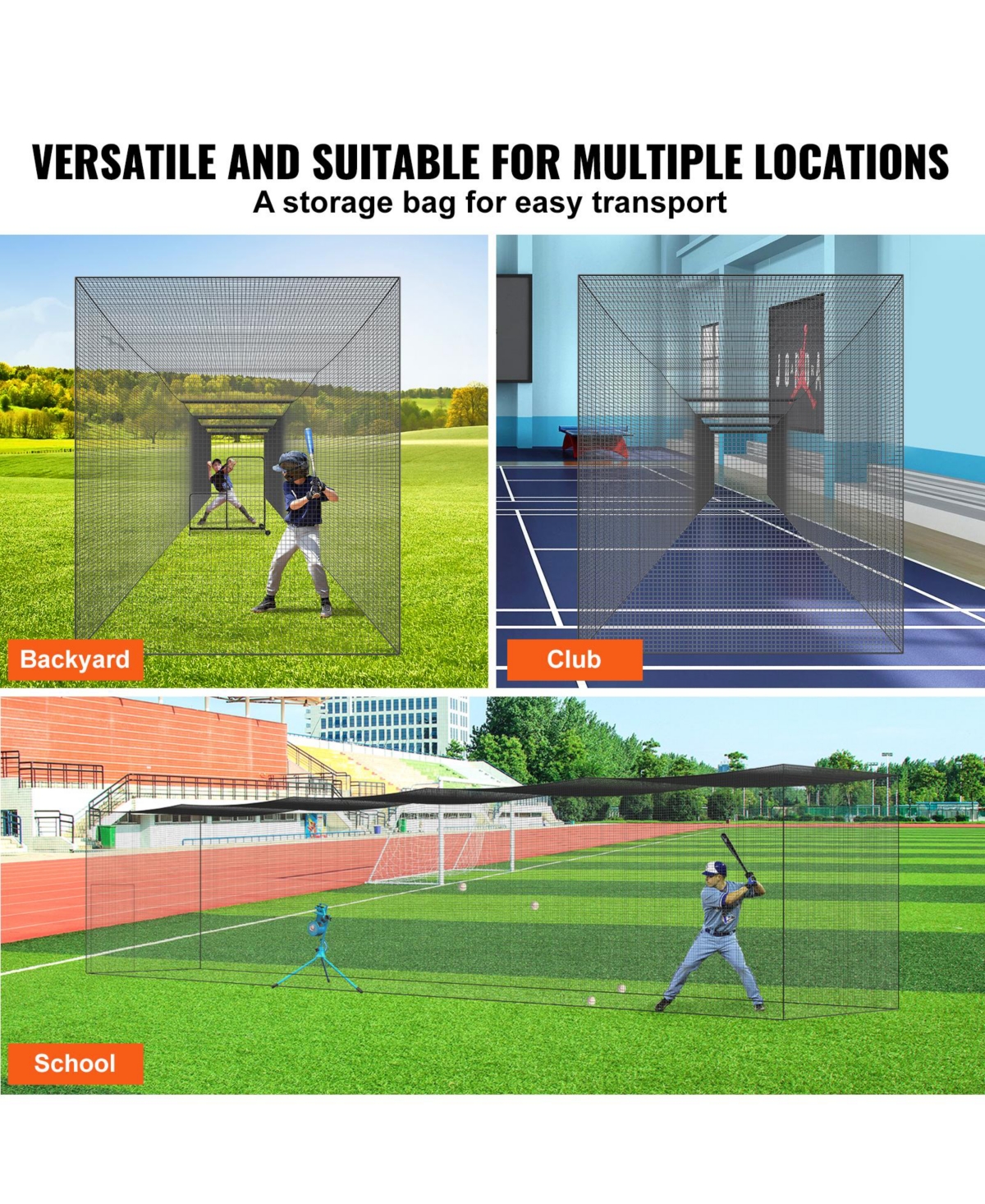 Vevor 70Feet Softball Baseball Cage Netting Heavy Duty Pe Pitching Batting Net