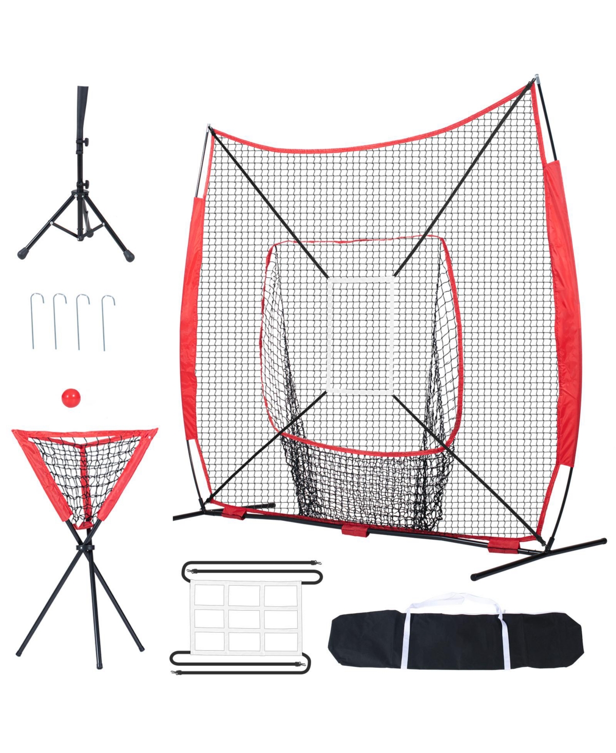 Vevor 7x7 ft Baseball Softball Practice Net Hitting Batting Multiple Accessories
