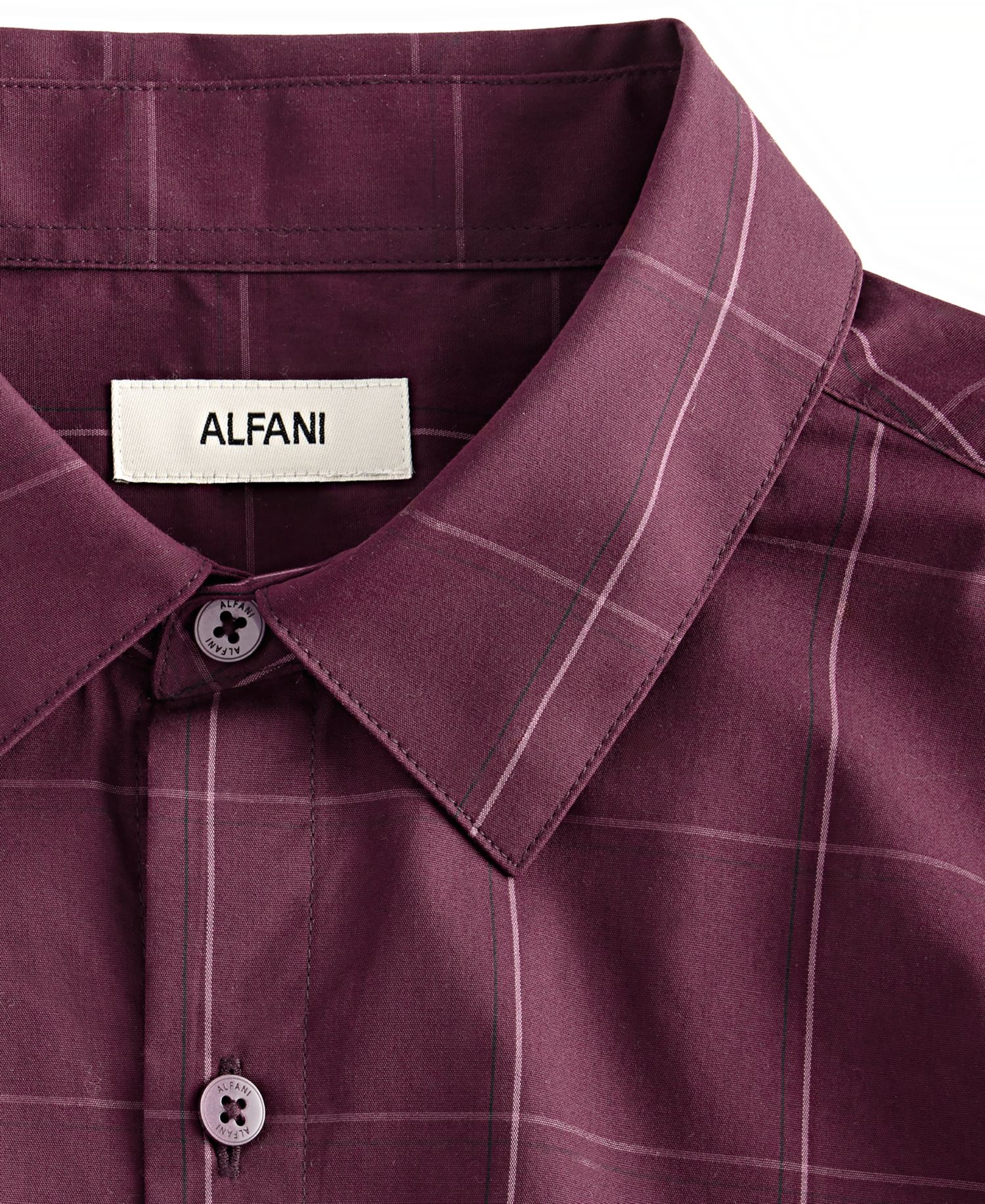 Men's Windowpane Cotton Poplin Button-Down Shirt