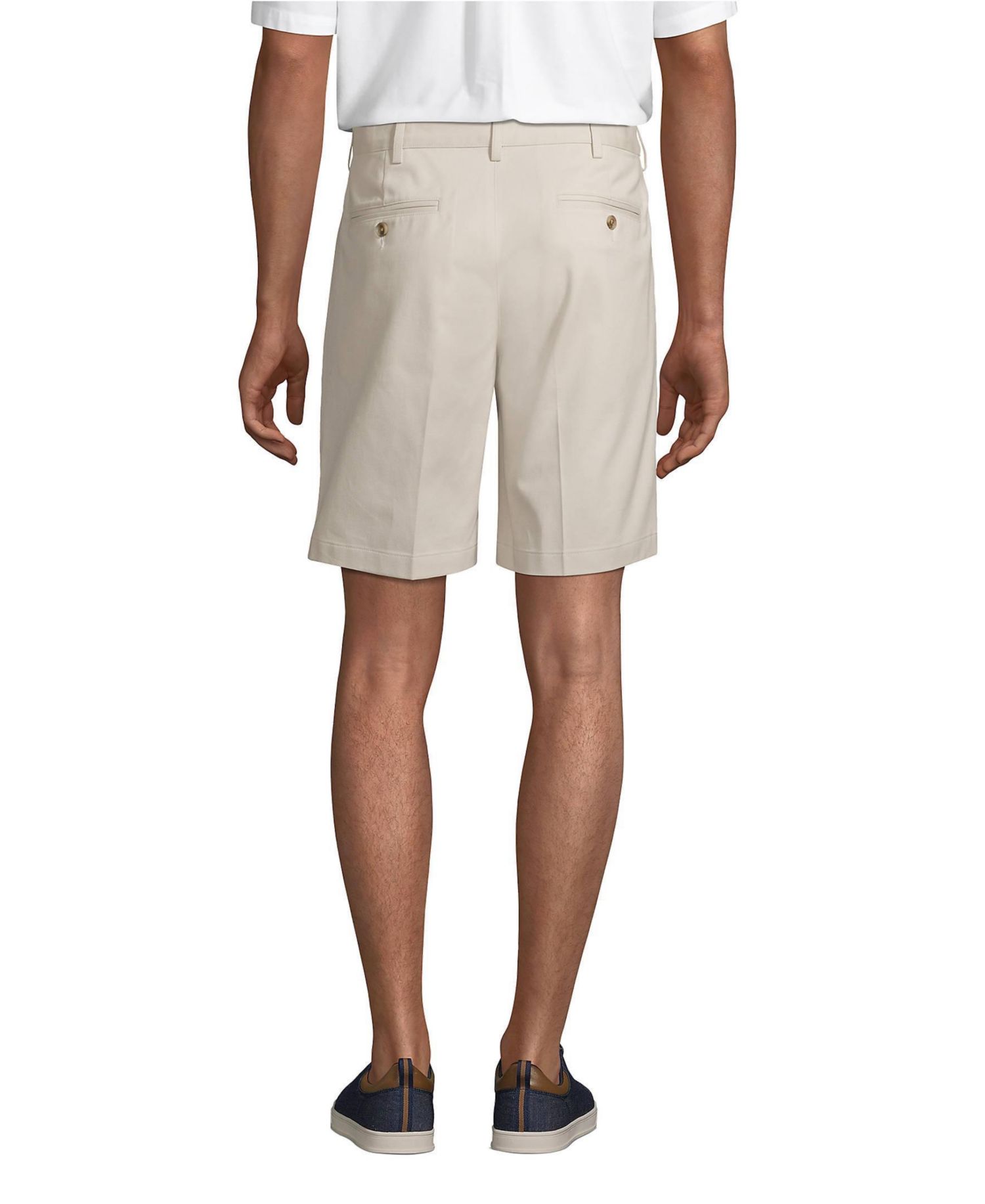 Men's No Iron 9" Comfort Waist Pleated Front Chino Short