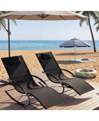 Set of 2 Adjustable Patio Lounge Chairs with Breathable Mesh, Steel Frame & Pillows for Poolside, Garden or Yard.