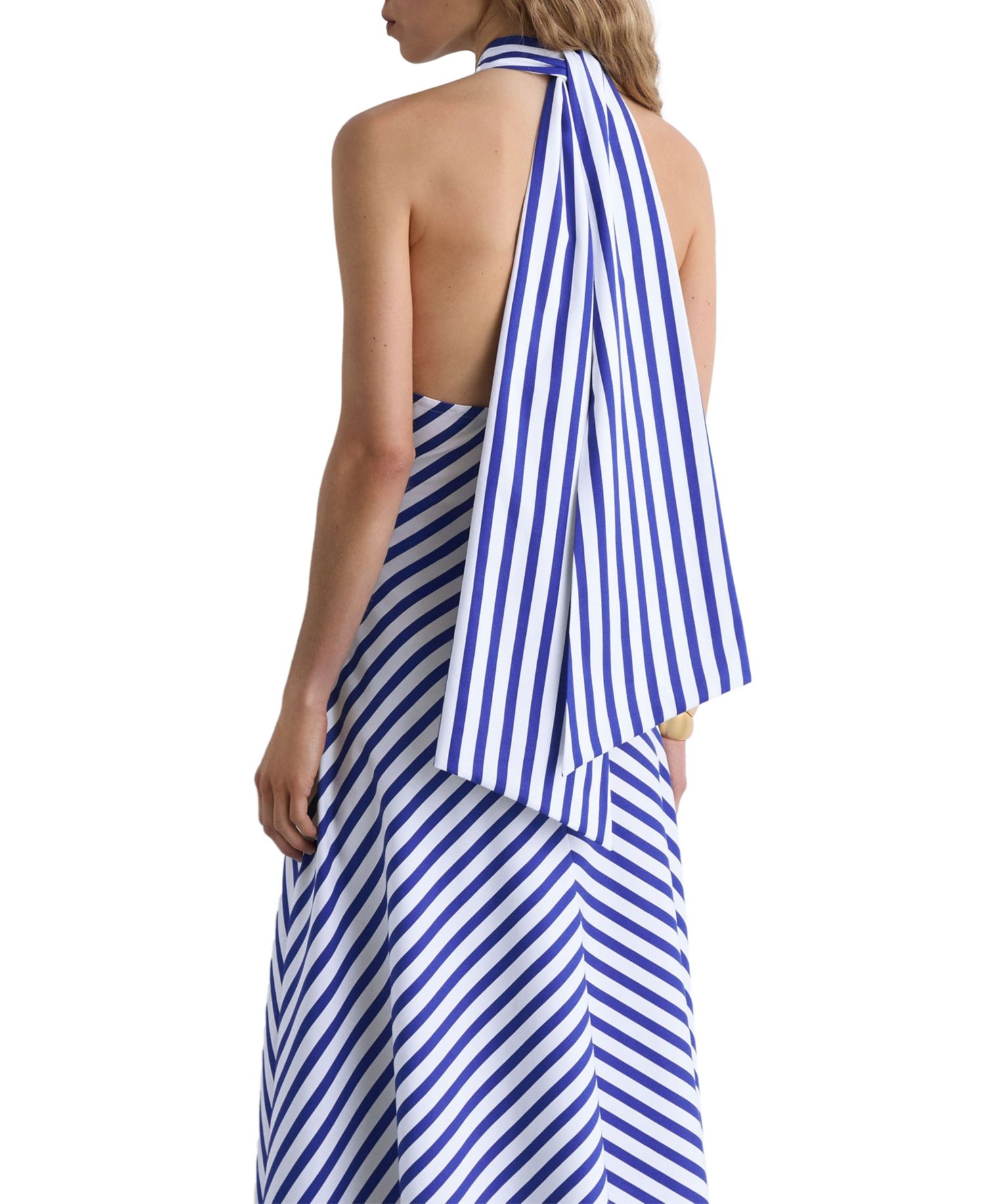 Women's Luna Striped Halterneck Ruffle Maxi Dress