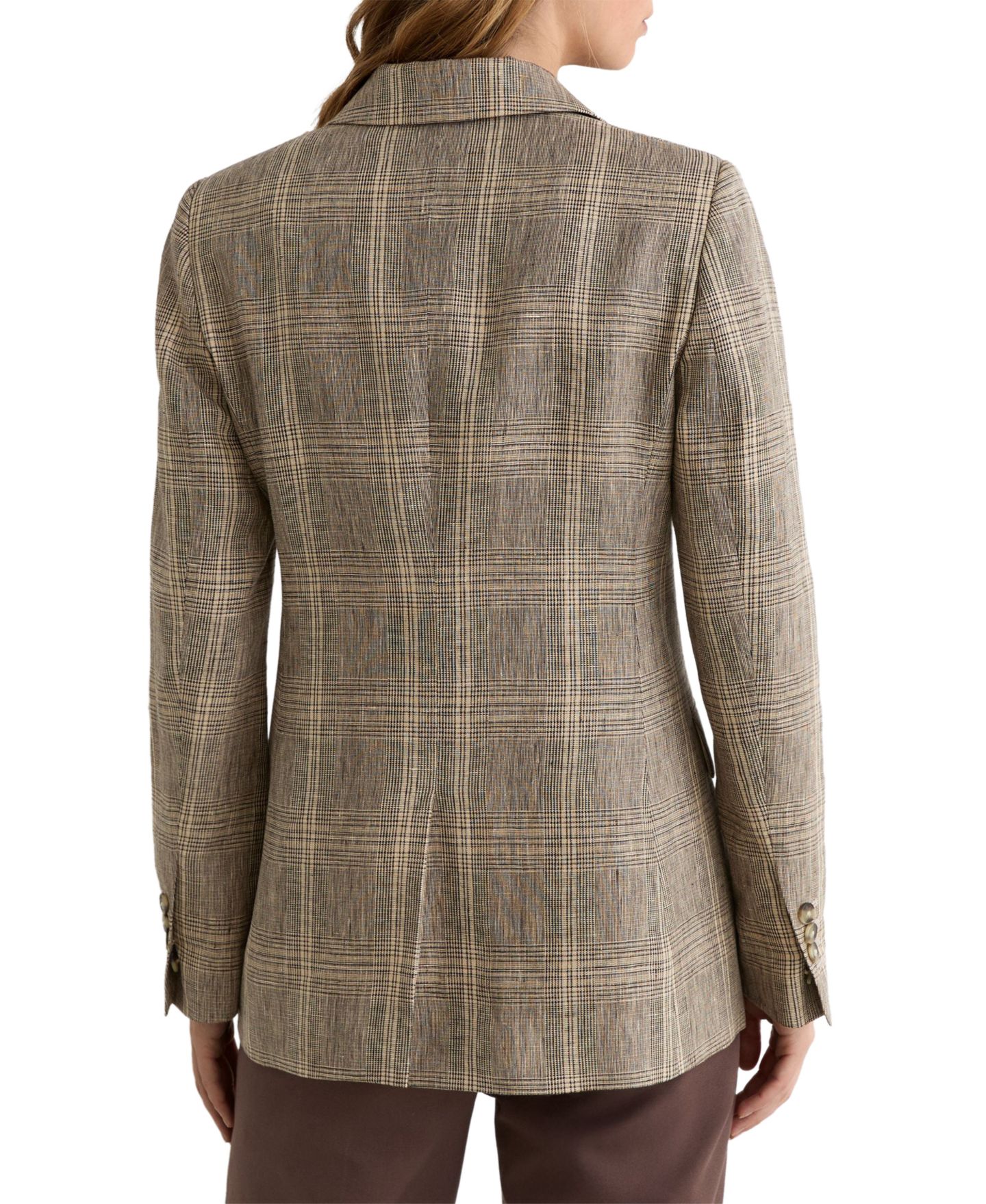 Женский пиджак REISS Petite Sybil Double-Breasted Plaid Blazer, цвет: Нейтральный — фото 4
