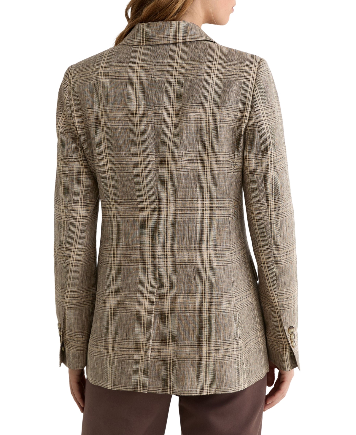 Reiss Women's Sybil Linen Double-Breasted Check Blazer