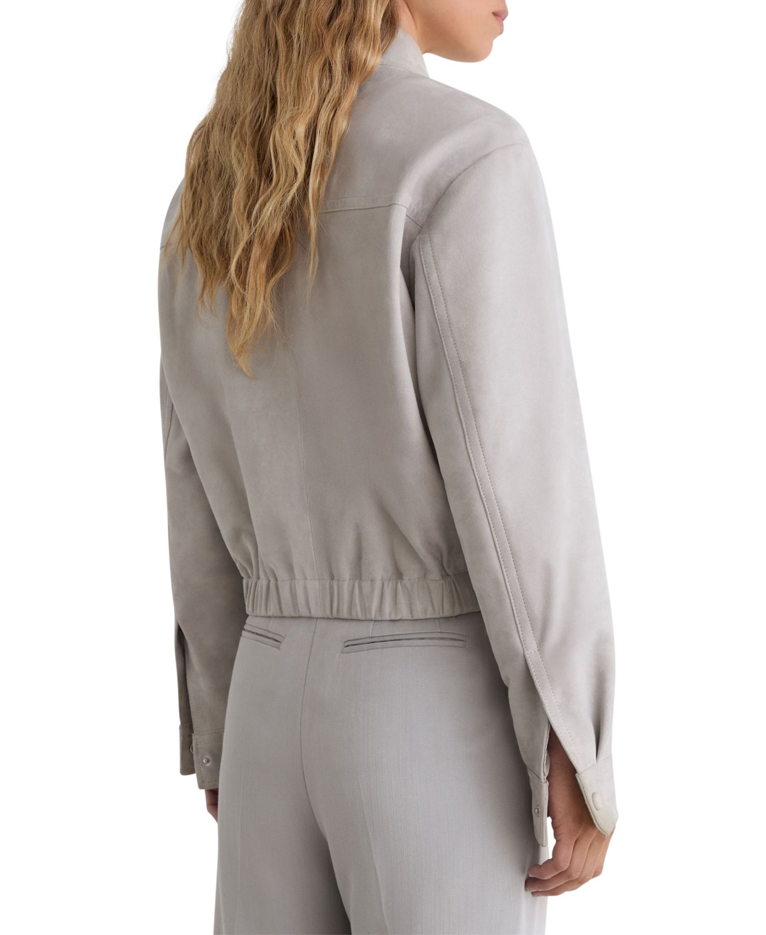 Women's Lottie Cropped Leather Elasticated-Hem Bomber Jacket