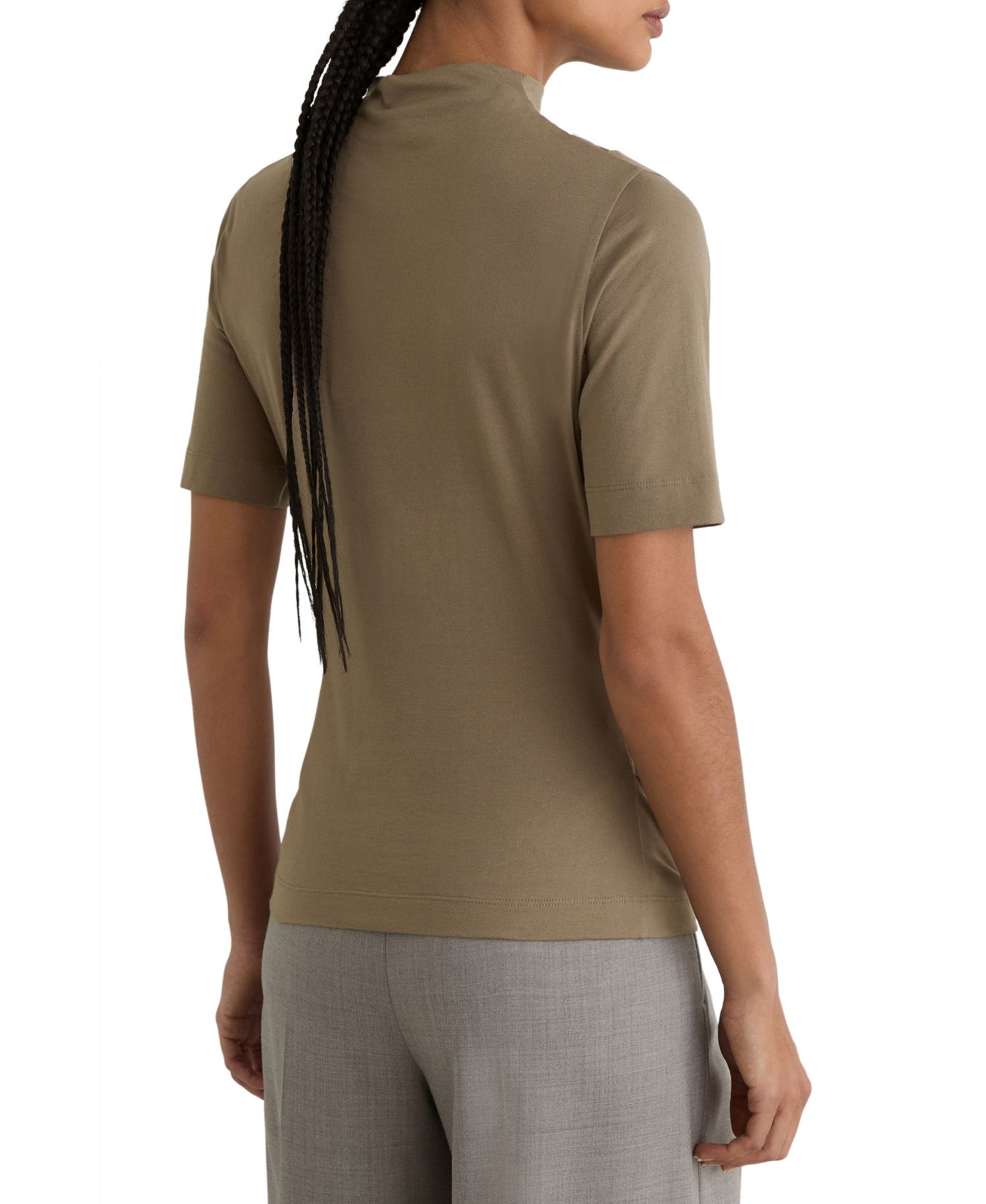 Women's Tulia High-Neck Draped Short-Sleeve Top