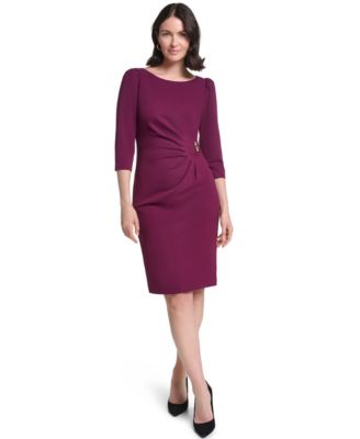 Petite Boat Neck 3/4-Sleeve Dress